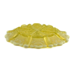 Antique Czech 19th Century uranium bicolor floral glass plate 16cm