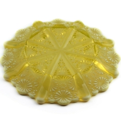 Antique Czech 19th Century uranium bicolor floral glass plate 16cm