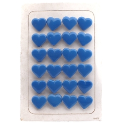 Card (24) Vintage Czech Art Deco 1920's blue heart glass buttons