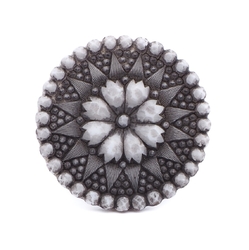 Large Antique Victorian Czech white starburst flower glass button 32mm