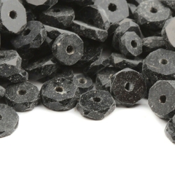 Lot (475) Austrian D.S antique jet black rondelle hand cut faceted glass beads