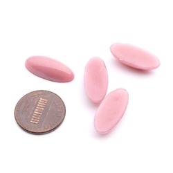 Lot (4) Czech vintage antique pink oval glass cabochons 21x9mm