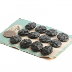 Card vintage Czech jet black glass buttons 18mm Latest Style