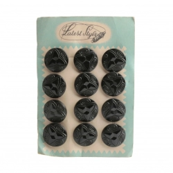 Card vintage Czech jet black glass buttons 18mm Latest Style