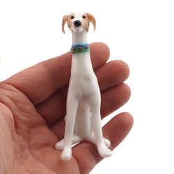 Czech handcrafted lampwork glass miniature whippet dog figurine ornament gift