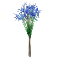 Czech lampwork glass bead sapphire blue flower bouquet stem ornament
