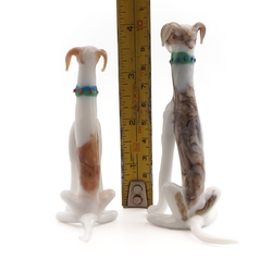 Pair of Czech lampwork glass miniature whippet dog figurines ornaments