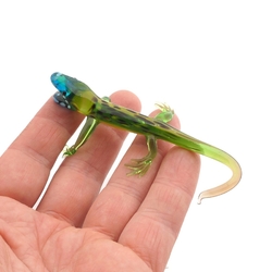 Czech handmade lampwork glass miniature lizard Iguana figurine ornament