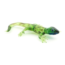 Czech lampwork glass miniature lizard Iguana figurine ornament