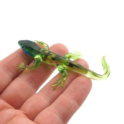 Czech lampwork glass miniature lizard Iguana figurine ornament