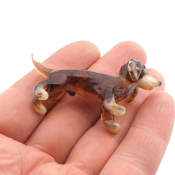 Czech lampwork glass miniature Basset hound dog figurine ornament