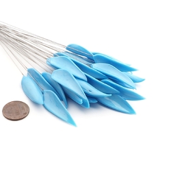 Czech lampwork glass pale blue flower petal leaf earring headpin glass bead (1 bead)