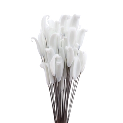 Czech white flower petal leaf lampwork glass bead (1 bead)