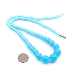 Vintage Czech necklace gradual blue opaline lampwork glass beads