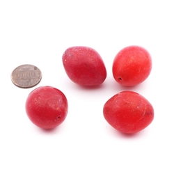 Lot (4) rare Czech antique extra large oval red fruit glass beads 29mm