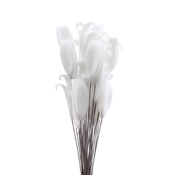 Czech white flower petal leaf lampwork glass bead (1 bead)