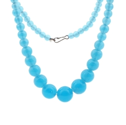 Vintage Czech necklace gradual blue opaline lampwork glass beads