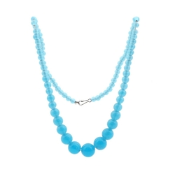 Vintage Czech necklace gradual blue opaline lampwork glass beads