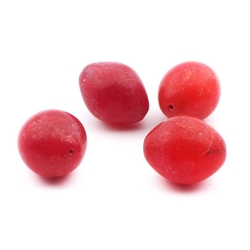 Lot (4) rare Czech antique extra large oval red fruit glass beads 29mm