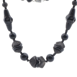 Vintage 1930's Deco Czech necklace interlocking black glass beads DRGM