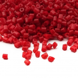 Lot (500) Czech vintage red bugle seed glass beads 2 - 4mm