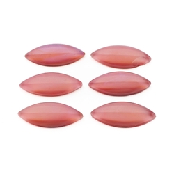 Lot (6) Vintage Czech pink satin moonglow dragons breath oval glass cabochons 21x9mm
