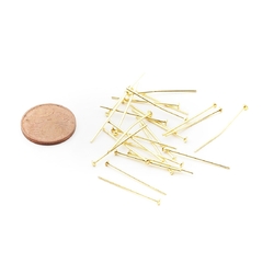 Lot (24) Vintage gold tone chandelier nail head connector pins prism hangers 24mm