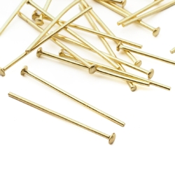 Lot (24) Vintage gold tone chandelier nail head connector pins prism hangers 24mm