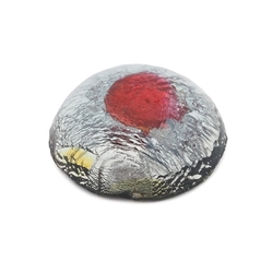 Czech Art Nouveau antique foil pink peacock eye round glass cabochon 11mm