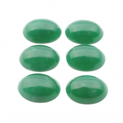 Lot (6) Czech vintage chrysoprase opaline green oval glass cabochons 18x13mm