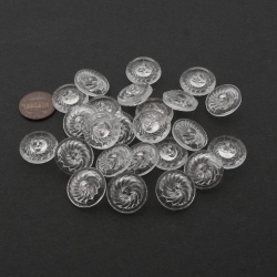Lot (24) Czech vintage spiral crystal clear glass buttons 18mm