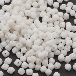 Lot (300) Czech vintage white English cut Glass beads 3mm 