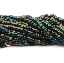 Hank (2750) Czech vintage copper peacock metallic faceted seed glass beads 17bpi