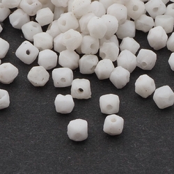 Lot (300) Czech vintage white English cut Glass beads 3mm 