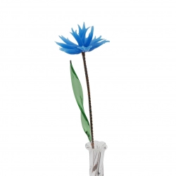 Czech lampwork glass bead blue cornflower flower stem ornament 9.5"