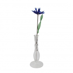 Czech lampwork glass bead dark blue cornflower flower stem ornament 9.5"