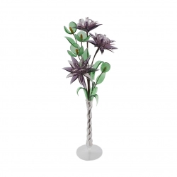 Czech lampwork glass bead purple flowers vase ornament