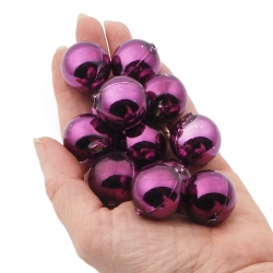 Lot (12) Czech purple round blown mercury glass Christmas garland beads 25mm
