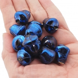Lot (12) Czech blue bell blown mercury glass Christmas garland beads