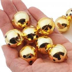 Lot (12) Czech gold round blown mercury glass Christmas garland beads 25mm