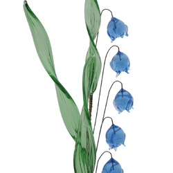Czech lampwork glass bead blue bell flower stem ornament 13"
