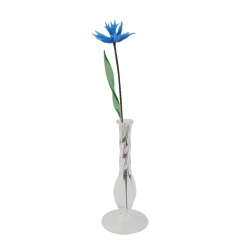 Czech lampwork glass bead blue cornflower flower stem ornament 9.5"