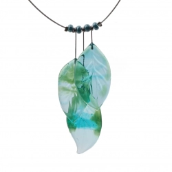 Czech lampwork multicolor leaf glass bead necklace