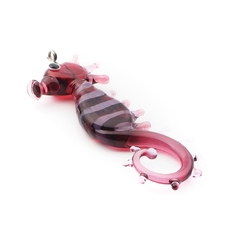 Czech lampwork bicolor glass seahorse pendant bead pink purple