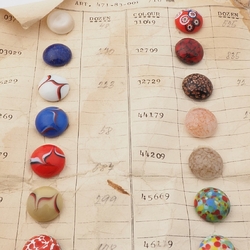 Vintage Czech sample card glass cabochons