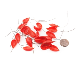 Lot (21) Czech antique lampwork red glass flower petal head pin beads