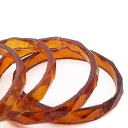 Lot (5) antique Czech topaz faceted glass bangles napkin rings