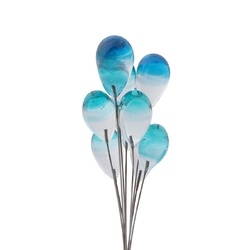 Lot (9) Czech lampwork blue bicolor teardrop headpin glass beads