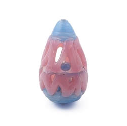 Large vintage Czech pink blue opaline lace teardrop lampwork glass bead 31mm