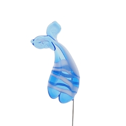 Czech lampwork blue white bicolor glass whale fish pendant bead 43mm